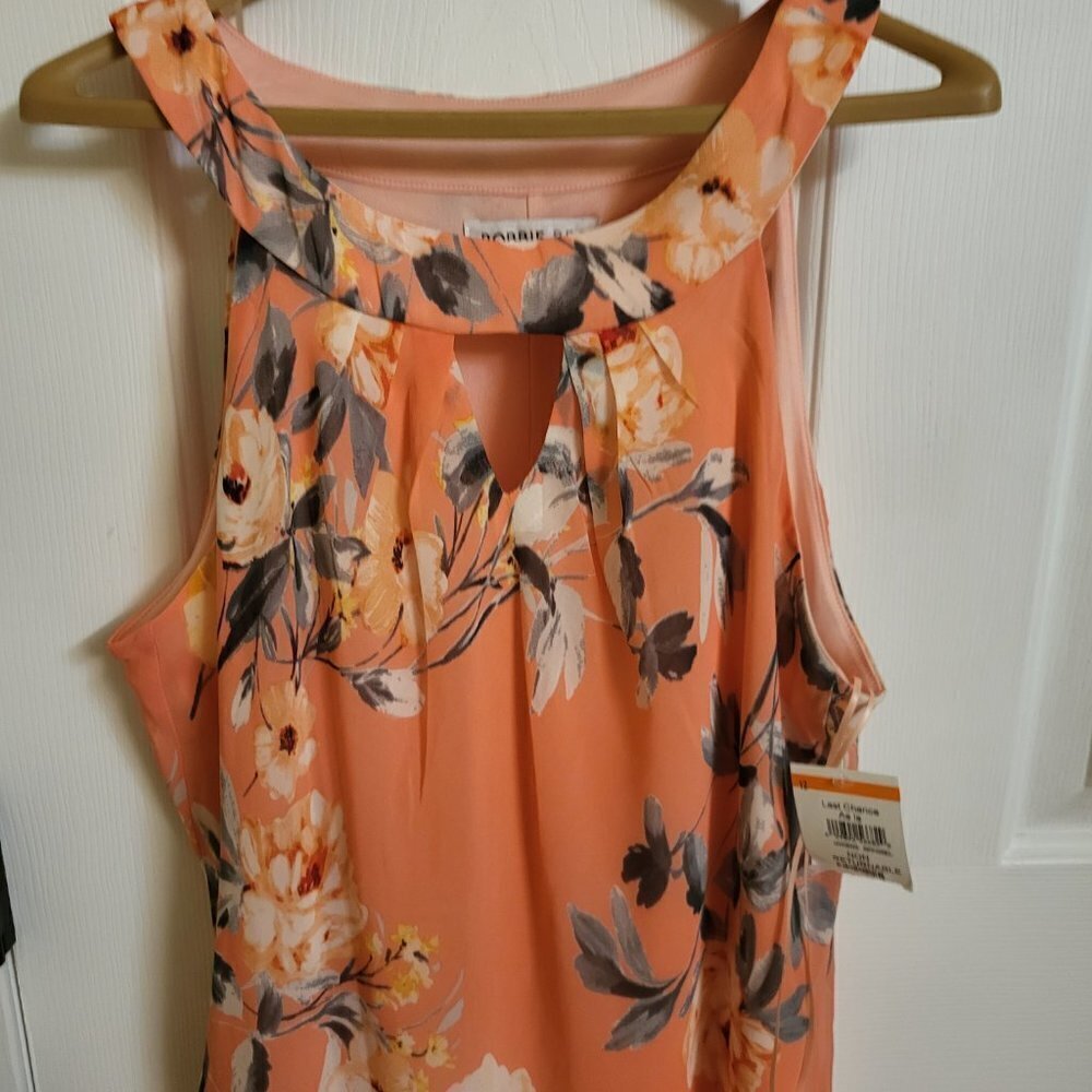 Robbie Bee Sleeveless Floral Chiffon Keyhole Neck Dress Size 12 NWT - Picture 7 of 12